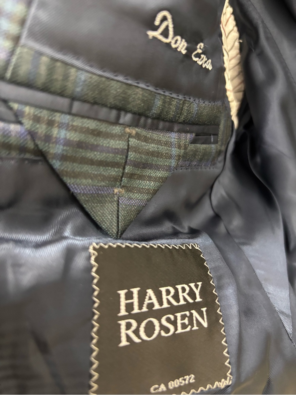 Men's Dark Grey/Blue Harry Rosen Plaid Blazer - by Samuelson - Picture 2 of 4